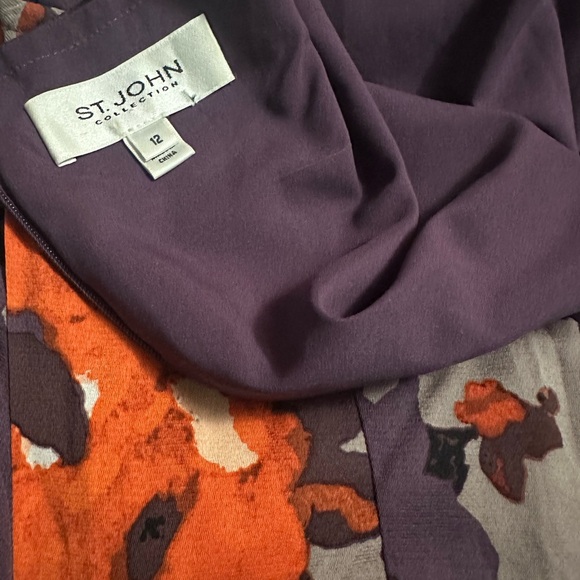 St.John silk floral dress 12 - Picture 8 of 10
